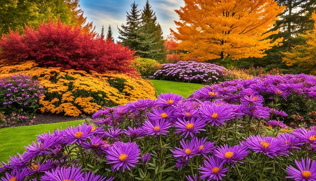 Asters in a fall garden Asters in a fall garden
